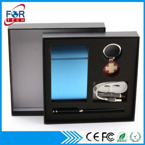 2016 Happy Holidays Gift Set Custom Logo with Power Bank 5000mah,Ballpen,Keychain,2in1 Micro USB Cable for Corporate Gift Memory